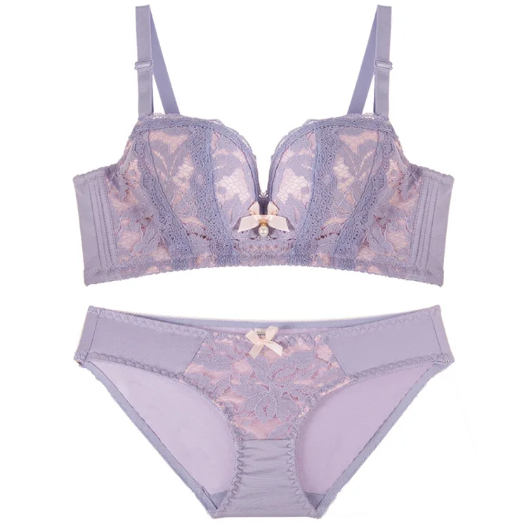 Women Push Up Underwire Bra And Panty Set Lace Soft Cotton Cup Lingerie