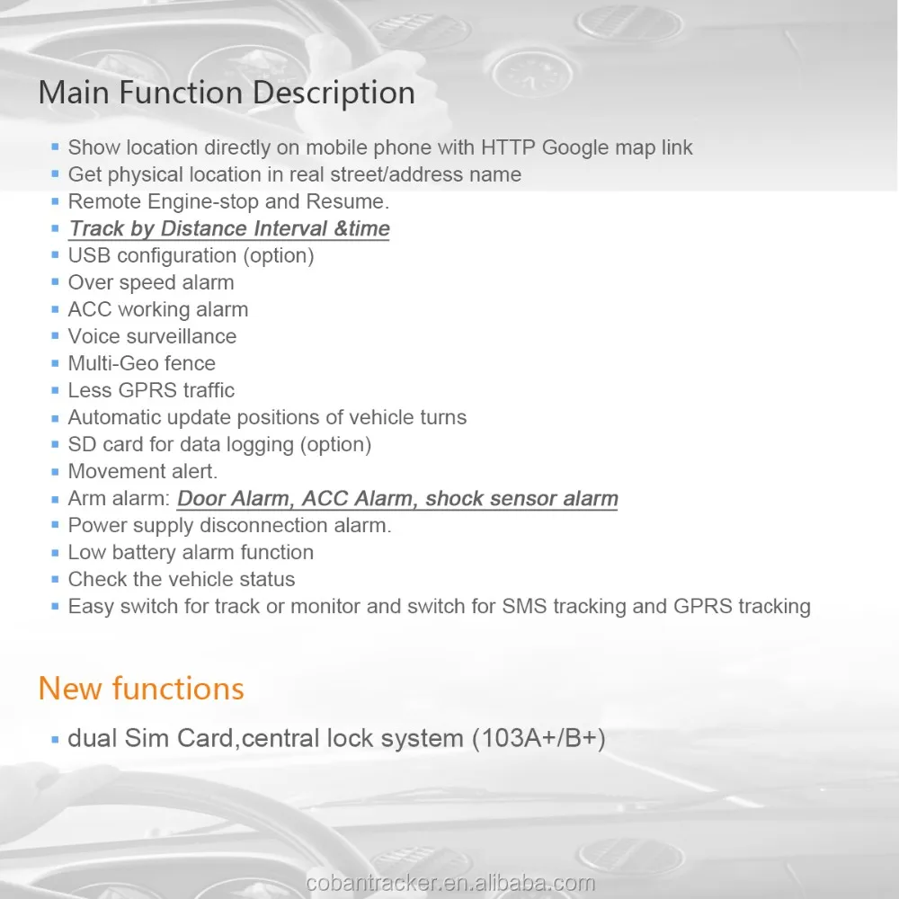 Multifunctional Phone Number Track Location Tk103a,Car Alarm Gps103 Quadband Cut Off Fuel