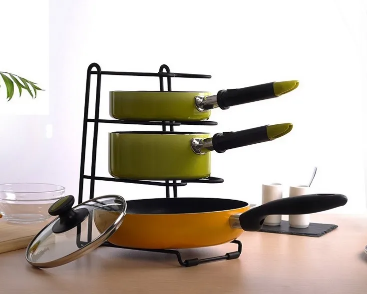 创意厨房用具炒锅立场平底锅组织者机架厨房工具