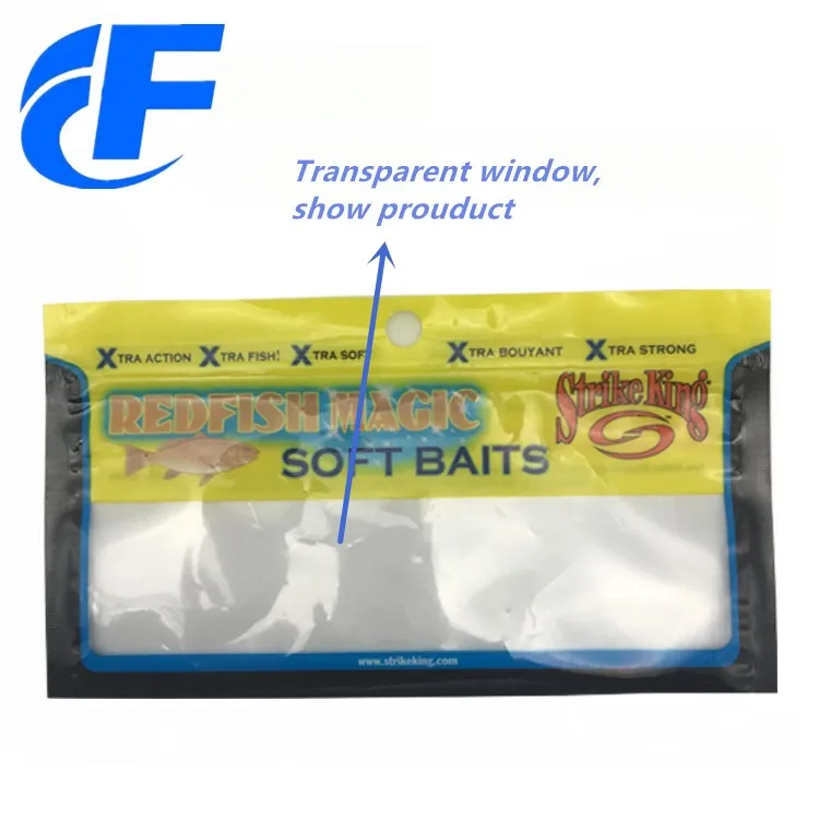 Customized Printed Resealable Transparent Soft Plastic Fishing Bait Packaging Bag Fishing Lure