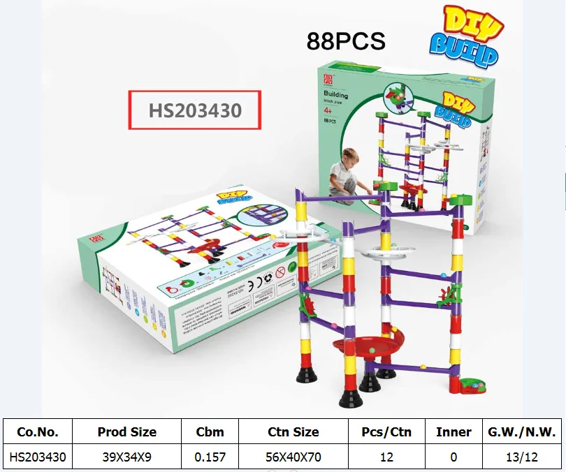 HS203430, Huwsin Toys, Plastic Building block,88pcs, Educational toy for kids