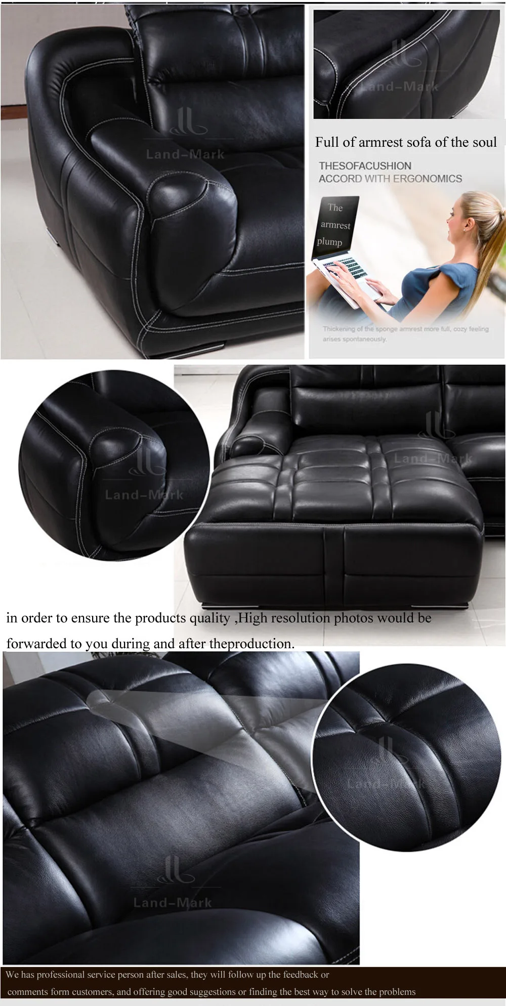 Modern Sectional Leather Sofa Cover For Living Rclassic Black