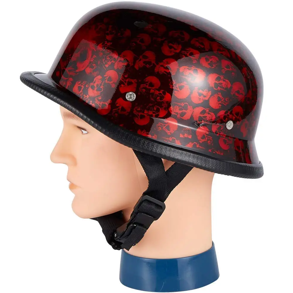 Buy KKA Biker Helmet, Burgundy Skull Graveyard German Novelty Helmet