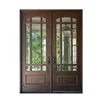Luxury Solid Wood Glass Panel Exterior Double Open Entrance Door