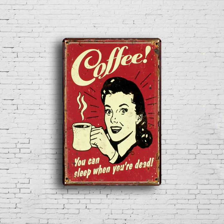 Vintage Coffee Metal Tin Sign Bar Pub Cafe Kitchen Wall Art Hanging