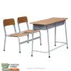 School double study Desk And Chair classroom furniture with chipboard round tube book shelf square tube silver painting