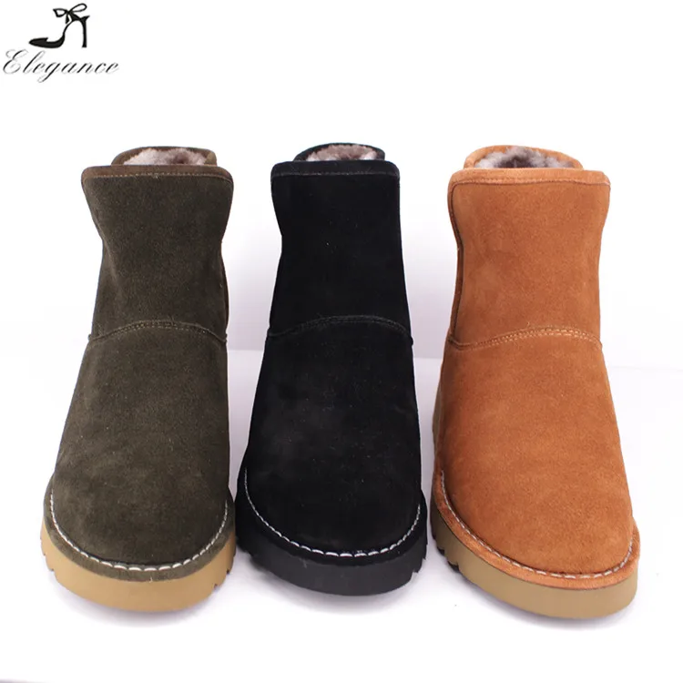 Hiver 2018 Vente Chaude De Mode Demi Bottes Femmes Vache En Daim noirâtre Vert Plate,