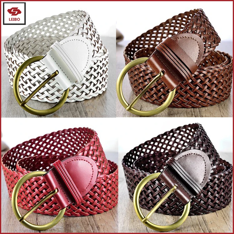 Ladies 5cm Wide Braided Belt Ladies Bonded Leather Handmade Weave Belt