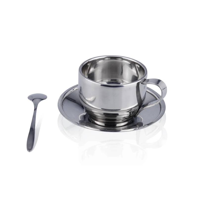 Top Grade Stainless Steel Coffee Cup & Tea Cup & Metal Mug With Saucer