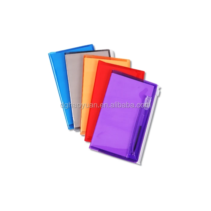 Clear Vinyl Cover Plastic Pocket Notebook With Pen Holder Buy Pocket