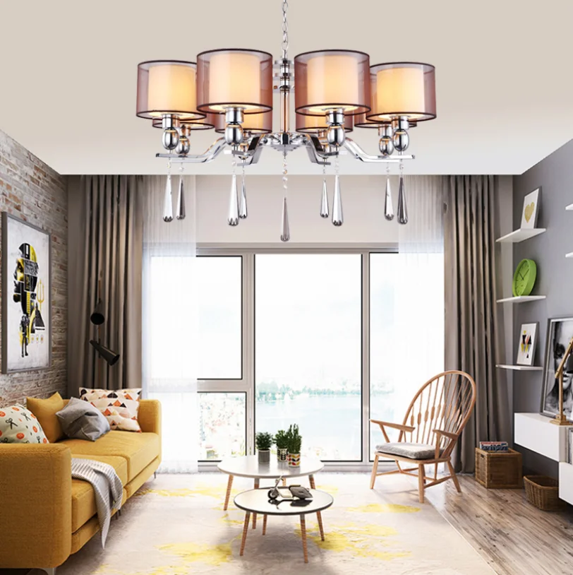 Decorate Contemporary 6 8 heads lights ceiling crystal hotel chandelier pendant for living room