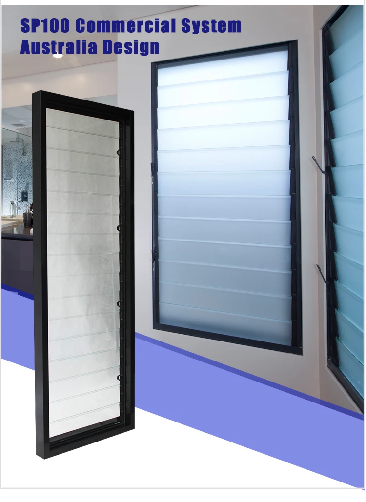Australia AS2047 standard and NOA standard frosted glass adjustable glass louvre window with theft proof rod