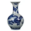 Chinese handmade ice crack glazed porcelain ceramic antique vases with dragon design for collection
