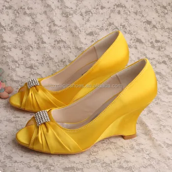 yellow wedge shoes