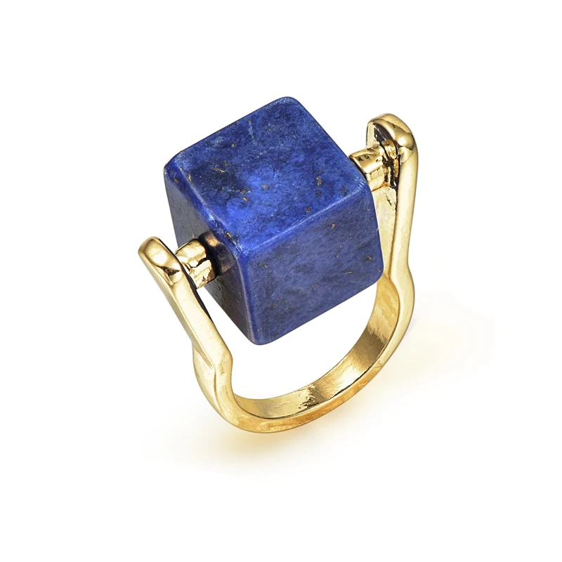 Jewelry Sterling Silver Lotus Flower Adjustable Opening Ring Blue Lazurite Lapis