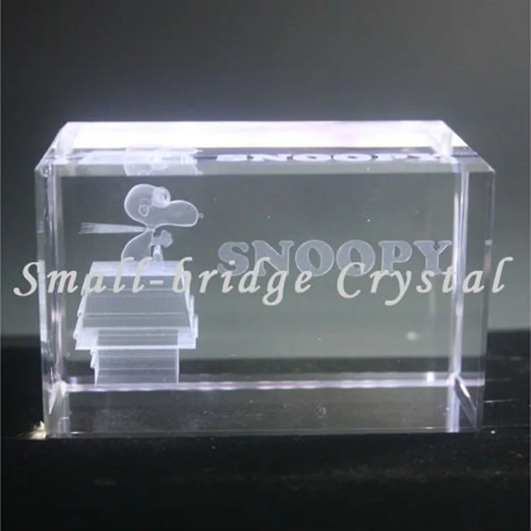 product 3d laser snoopy crystal for gift-21