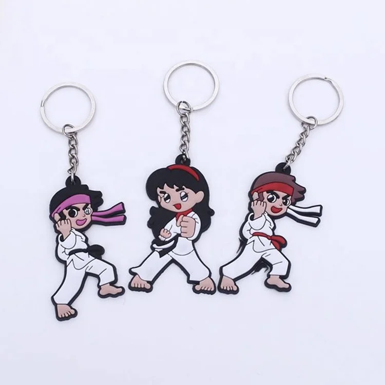Customized Logo Rubber Taekwondo Keyrings,Martial Arts Accessory