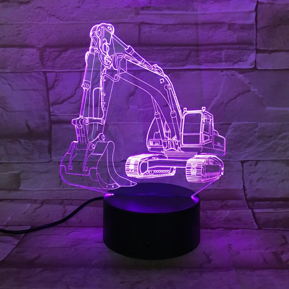 Digger shape usb 3D led night lamp good home decor led night light