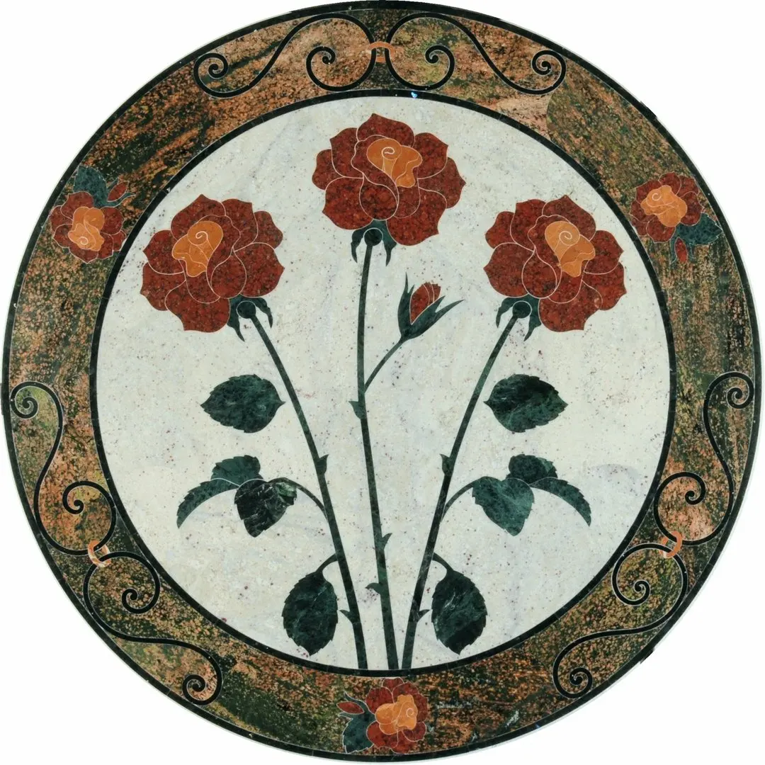 water jet medallion marble inlay flooring