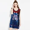 Round collar sleeveless adult stage costumes sequined jacket 78 letters show female