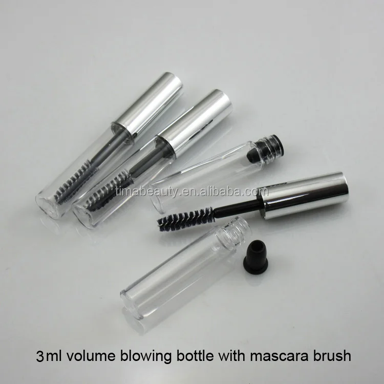 Moq 1000pcs Small Size Mascara Tube 3ml Shiny Silver Cap Mascara Bottle