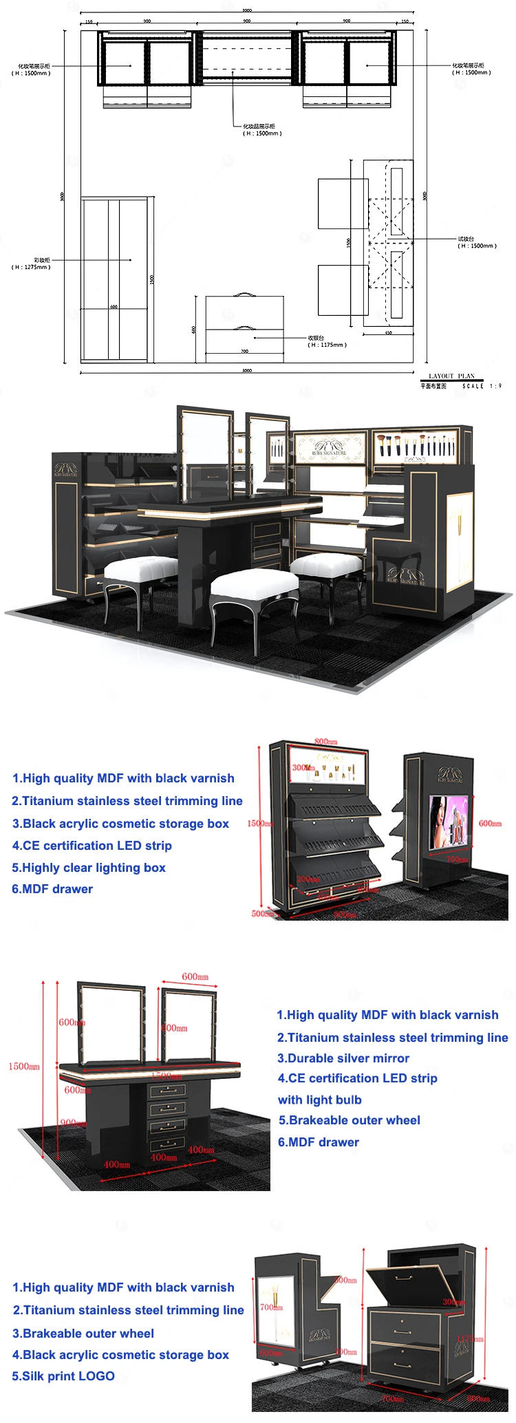 Wholesale Makeup Store Display Stand Lipstick Display Stand Wooden Cosmetic Store Shelf Display