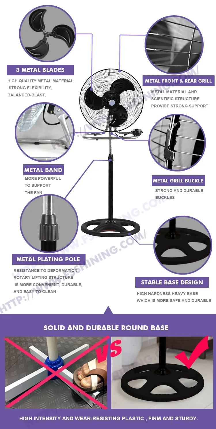 18" 3 In 1 Height Adjustable Crown Metal Orient Industry Fan Buy