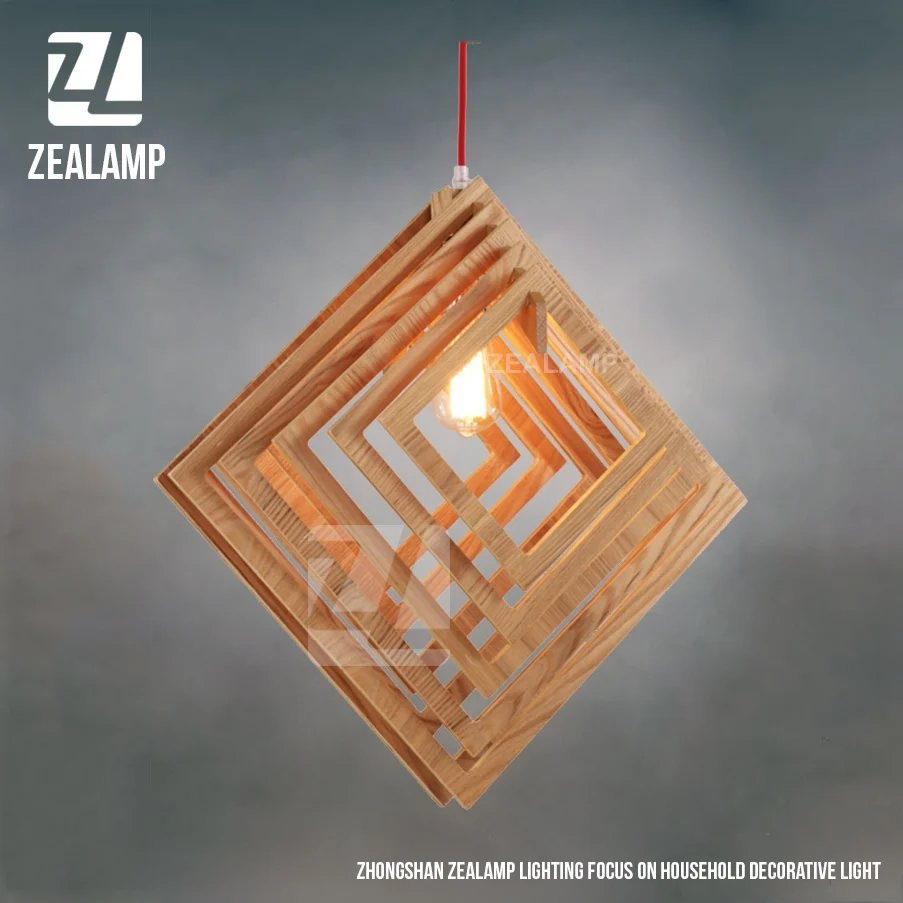 Nordic brief creativo di legno lampade a sospensione quadrata ...