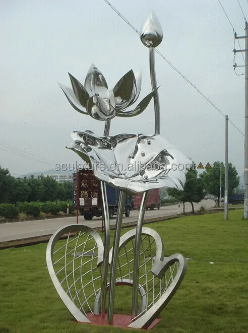 Modern Famous Stainless Steel Lotus Flower Sculpture For Garden ...