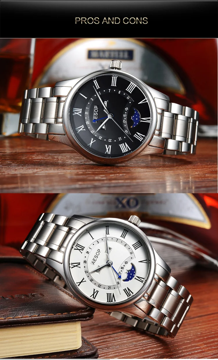 Automatic mechanical watch Fashion stainless steel watch waterproof multifunctional business men's watch