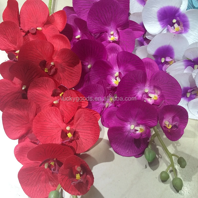 Long Stem Artificial Cream White Wedding Decorative Silk Orchid Stems