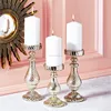 Classic mercury glass candle holder pillar tall; holders for home holiday decoration