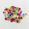 acrylic alphabet heart beads multi base & black letters