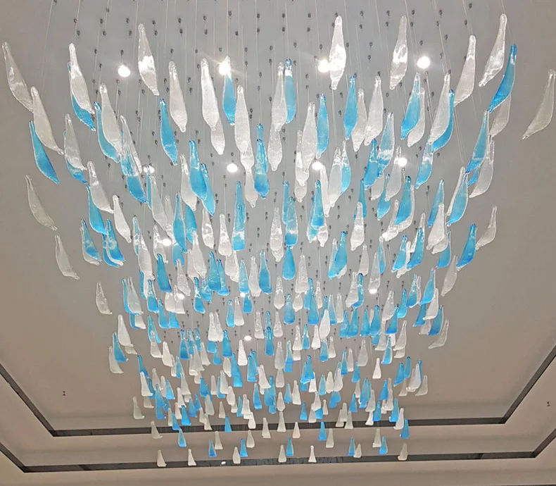 Handgefertigte Glaspendelleuchte Große Kronleuchter Für Hotel Lobby