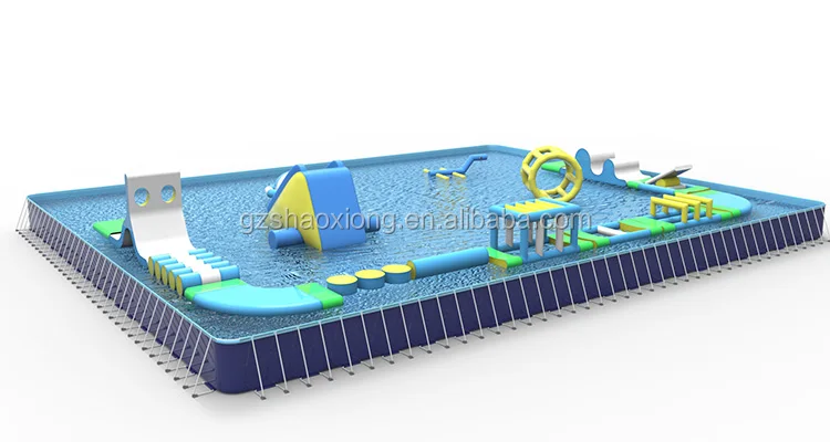 Inflatable Floating Water Game Water Obstacle Course In Sea Or Pool Metal Frame Swimming Pool China Factory Price For Sale