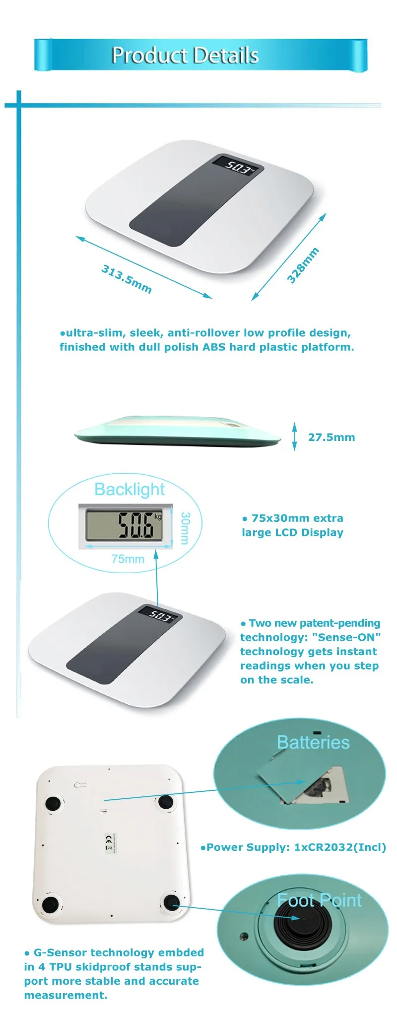 Factory Supply 180KG Plastic Electronic Human Measurement Body Digital Weight Scale