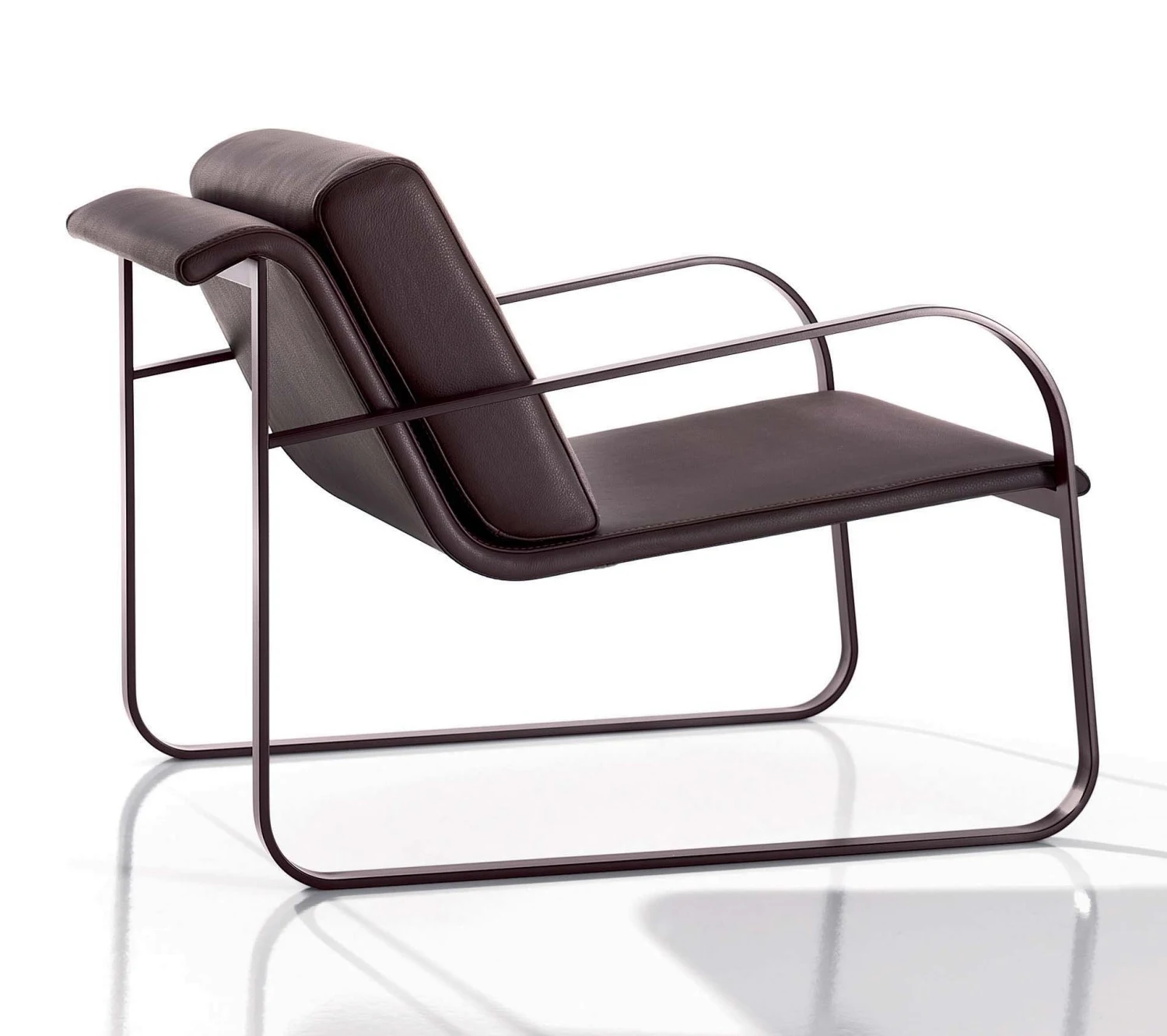 Living Room Lounge Chair / Leather Chaise Lounge / Stainless Steel