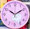 lovely rabbits pink wall clock with glass face aluminum clock for children and wedding gift
