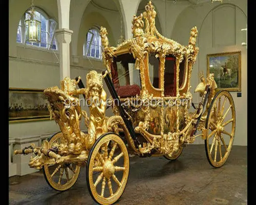 Deluxe Golden Sculpture Royal Horse Carriage Horse Cart Trailer For ...