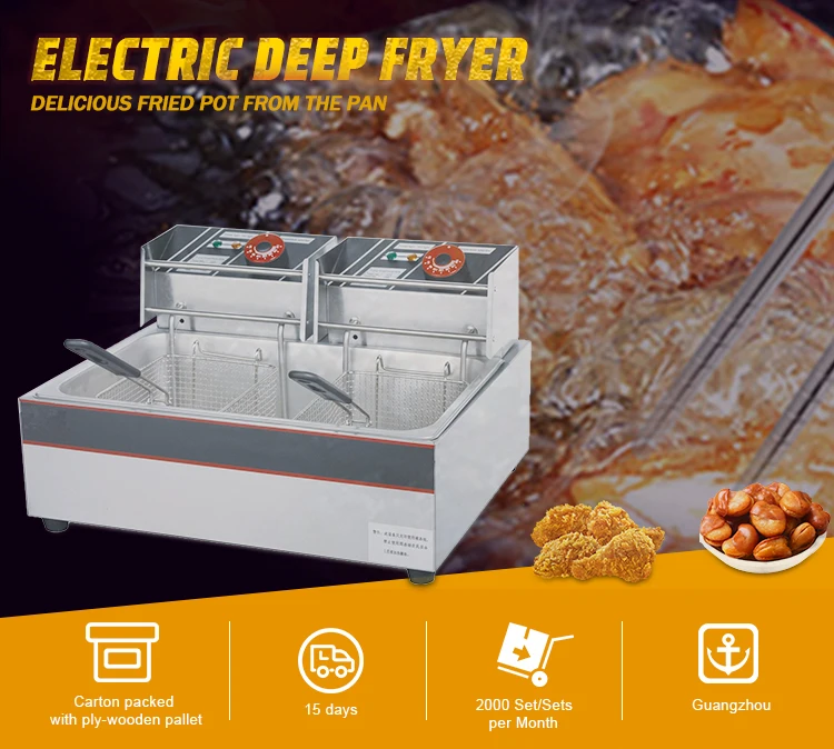 Stainless Steel Double Basket Electric Deep Fryer Potato Chips Fryer