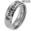 MECYLIFE 6mm Width High Quality Fashion Etched Engraved 'Forever Love' Brushed Band Ring