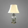 Antique Brass Metal Base And Ceramic Body Printing Flower With Fabric Lampshade Vintage Style Bedside Table Lamp