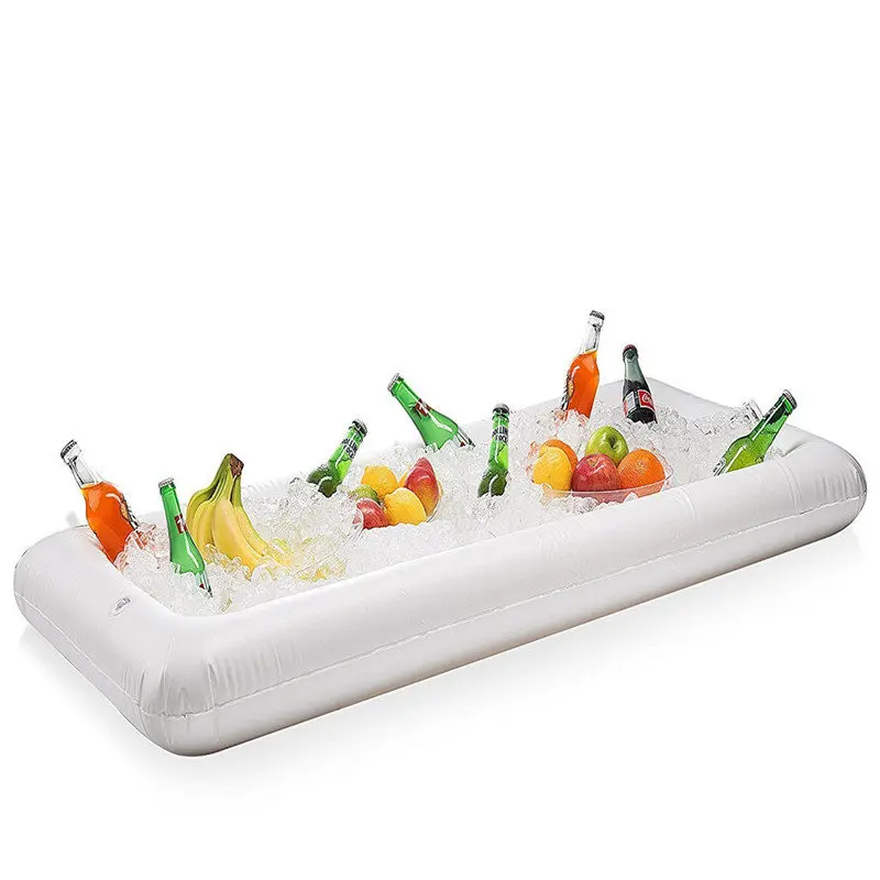 Inflatable Beer Table Pool Float Summer Water Party Air Mattress Ice Bucket Serving/Salad Bar Tray Food Drink Holder