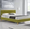 Sample Design Colour Optional Queen Size Matcha Green Velvet Bed Frame With Wooden Foot
