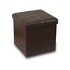 Faux Leather Cube Foot Rest Stool Seat brown ottoman with storage