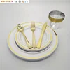 150 Pieces Disposable Plastic Dinnerware Rose Gold Set
