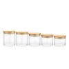 jiaxing wholesale transparent 80g 100g 5oz 200g 250g empty glass bottles 4oz 300g 350g candy food storage jar with bamboo lid