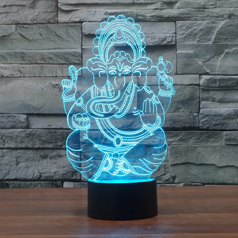 FS-3027 3d plastic night light 3d led logo projector laser light Ganesh