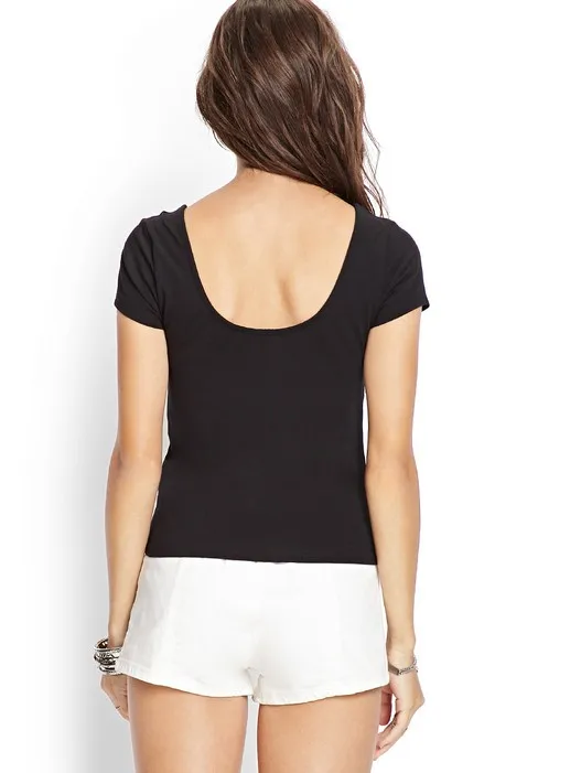 Hot Sale Tight Fit Black T Shirt For Women Sexy Short Sleeve T Shirt