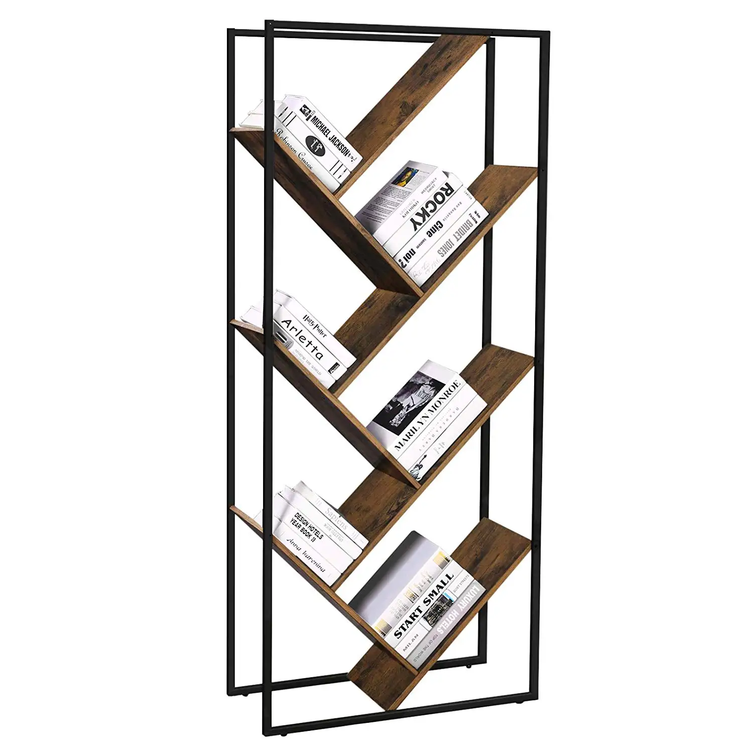 Vasagle Home Furniture Bookcase Asymmetrical Design Diagonal Book